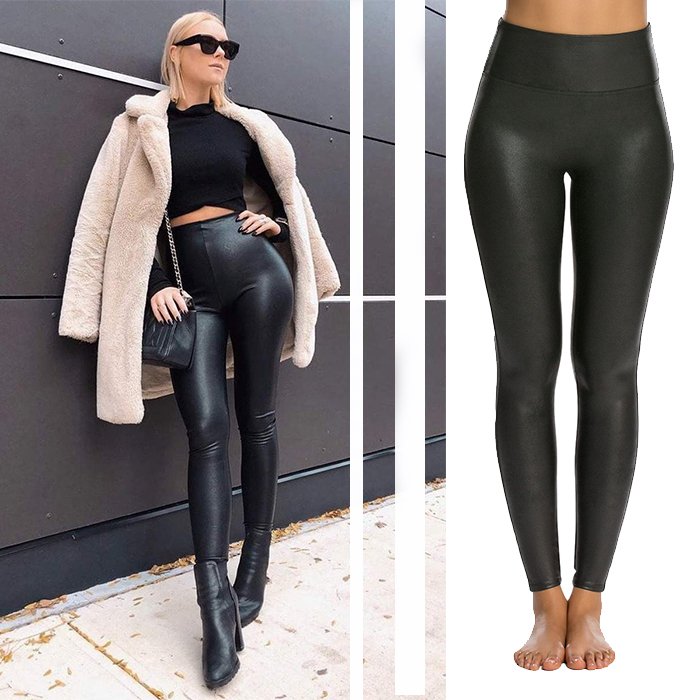 Leggings a Vita Alta in Ecopelle da Donna - Summer leather