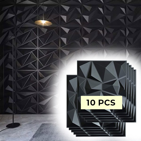 Adesivi murali neri 3d (10 pezzi) - Gemwall